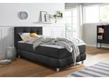 Boxspringbett HOME AFFAIRE "Salo", grau (anthrazit), B:104cm L:211cm, Struktur (100% Polyester);Bezug der Spiegelfläche Matratzendrell aus 100% Polyester;Samtoptik (100% Polyester), Komplettbetten, Boxspringbett, incl. Topper, 6 Breiten, 2 Härtegrade, TFK auch in Härtegrad 4