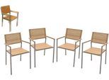 Stapelstuhl GARDEN PLEASURE "DENVER", braun (hellbraun, silberfarben, hellbraun), B:51cm H:86cm T:53cm, Massivholz, Stühle, Stapelstuhl, 4er Set