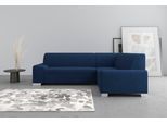 Ecksofa DOMO COLLECTION "Anzio in kubischer Formensprache, flache Armlehnen, L-Form", blau (marine), B:259cm H:85cm T:191cm, Sofas, Ecksofa, Wahlweise mit Bettfunktion und Federkern für hohen Sitzkomfort