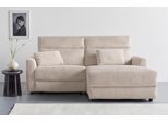 Ecksofa OTTO HOME "JENNA L-Form, 209cm - OTTO. Verlässliche Qualität.", transparent (creme), B:209cm H:100,5cm T:163cm, 90% POLYESTER, 10% NYLON, Sofas, Ecksofa, manuelle o. elektrische Relaxfunktion, USB A/C, weicher Sitz, Cord.