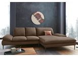 Ecksofa W.SCHILLIG "enjoy&MORE, Designsofa, elegant und bequem, L-Form", braun (mocca s37), B:310cm H:87cm T:185cm, Chenille-Flachgewebe R66 (85% Polyester, 15% Nylon);Longlife Xtra-Leder Z59: Glattleder mit modischer Prägung. Hautstärke 0, 9 - 1, 1 mm;Stoff S37 (100% Polyester), Sofas, Ecksofa, Sitztiefenverstellung, Füße schwarz pulverbeschichtet, Breite 310 cm