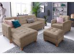 Ecksofa EXXPO - SOFA FASHION "Elio, kompakt, bequem & zeitloses Design, Breite 217cm, L-Form", braun (cappuccino), B:217cm T:157cm, Luxus-Kunstleder;NaturLEDER (echtes Rindsleder) in Sitz und Rücken. Korpus in passendem Kunstleder SOFTLUX bezogen, Sofas, Ecksofa, wahlweise mit Bettfunktion