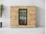 Highboard HOME AFFAIRE "Vera", braun (votan eichefarben), B:120cm H:103,3cm T:39,5cm, Sideboards, Highboard, Highboard mit 4 Türen, 9 Fächern, verglasten Türen