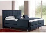 Boxspringbett HOME AFFAIRE "Neon", blau (denim, blau), B:178cm L:210cm, Strukturstoff-Bezug (100% Polyester), Komplettbetten, Boxspringbett, in 3 Matratzenarten, feine Steppung im Kopfteil, 2 Härtegrade
