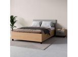 Bett VOX "SIMPLE, sehr strapazierfähig, hydraulischer Bettkasten oder Schublade", eiche, grau, grau, B:145cm H:119,6cm L:204,4cm, Betten, Bett, extrem hohe Belastbarkeit, robust und stilvoll, made in EU