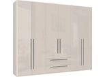Kleiderschrank OTTO HOME "Piano, UV lackiert, hochglänzend in beige oder weiß, FSC-zertifiziert", beige (beige hochglanz), B:272cm H:224cm T:56cm, Holzwerkstoff, Schränke, Kleiderschrank, in vielen Breiten, Höhe 224cm, mit Soft-Close Funktion, 2 Schubladen