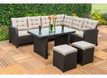 Gartenlounge-Set MERXX "Salerno", braun, Obermaterial: 100% Polyester. Füllung: 100% Polyurethan, Sitzmöbel-Sets, Gartenlounge-Set, Schenkel beidseitig montierbar