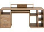 Schreibtisch VOGL MÖBELFABRIK "Timra", braun (eiche, eiche, eiche), B:160cm H:87,5cm T:67cm, Tische, Schreibtisch, Tastaturauszug, Aufsatz & Towerfach, Breite 160 cm, Made in Germany