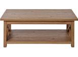 Couchtisch JAHNKE "CHALET COFFEE", braun (montana eiche, montana eiche, montana eiche), B:110cm H:42cm T:57cm, Tische, Couchtisch, Couchtisch, Kaffetisch, mit Ablageboden, Landhausstil, X-Design
