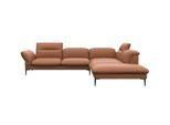 Ecksofa FLEXLUX "Salino, Funktionssofa mit Ottomane, Relaxsofa, Ecksofa", braun (modern cognac braun), B:287cm H:88cm T:239cm, Sofas, Ecksofa, Sofa mit Arm- und Kopfteil-Verstellungen, Kaltschaum & Stahl-Wellen