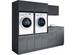 Mehrzweckschrank-Set LAUNDREEZY "Laundreezy, 8-tlg. Mehrzweckschrank-Set B/H/T 236/200/68 cm", grau (anthrazit matt), B:236cm H:200cm T:68cm, Holzwerkstoff, Kastenmöbel-Sets, Mehrzweckschrank-Set, Breite 236 cm, Soft-Close-Funktion, höhenverstellbare Füße