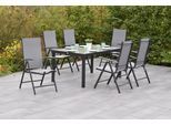 Garten-Essgruppe MERXX "»Amalfi«", grau (grau, grau, graphit), Aluminium, Polyester, Sicherheitsglas, Sitzmöbel-Sets, Garten-Essgruppe, Tisch: LxB: 150x90 cm