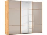 Schwebetürenschrank RAUCH "Kleiderschrank Schrank Garderobe Schlafzimmerschrank SCALE-TRIO", braun (asteiche, glas fango, griffleisten asteiche), B:271cm H:223cm T:68cm, Holzwerkstoff, Schränke, Schwebetürenschrank, edle dreigeteilte Front mit 2 Zierleisten Spiegel/Glas MADE IN GERMANY