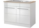 Spülenschrank KOCHSTATION "KS-Wien", weiß (weiß hochglanz), B:100cm H:85cm T:60cm, Holzwerkstoff, MDF, Schränke, Spülenschrank, Breite 100 cm, inkl. Einbauspüle