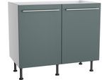 Spülenschrank KOCHSTATION "KS-Bern2", grün (steingrün, hellgrau), B:100cm H:87cm T:58,4cm, Holzwerkstoff, Schränke, Spülenschrank, Breite 100 cm, 2 Türen