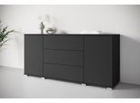 Sideboard OTTO HOME "Kenia, Kommode für das Schlafzimmer/Wohnzimmer", schwarz (graphite schwarz matt), B:150cm H:69cm T:39cm, Hartfaserplatte, Holzwerkstoff, Kunststoff, Sideboards, Sideboard, Modernes Sideboard mit 3 Schubladen und 4 Fächern, Breite 150 cm