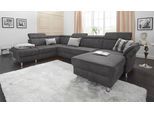 Wohnlandschaft SIT & MORE "Avignon U-Form", grau (anthrazit), B:331cm H:97cm T:228cm, Flachgewebe (90% Polyester, 10% Polyamid);Luxus-Microfaser (100% Polyester);Struktur (100% Polyester), Sofas, Wohnlandschaft, wahlweise mit Bettfunktion und Stauraum, inklusive Kopfteilverstellung