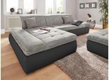 Ecksofa DOMO COLLECTION "PB MORIC wahlweise mit Bettfunktion + Armteilverstellung, L-Form", schwarz (schwarz, weiß, grau, grau), B:300cm H:80cm T:172cm, Kunstleder SOFTLUX / Struktur (90% Polyester, 10% Polyacryl);Zierkissen: Struktur (90% Polyester, 10% Polyacryl);Microfaser PRIMABELLE (100% Polyester) / Struktur (90% Polyester, 10% Polyacryl), Sofas, Ecksofa, im XXL-Format, B/T/H:300/172/80 cm,