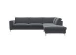 Ecksofa FLEXLUX "Fiore, super Sitzkomfort durch Kaltschaum im Sitz, L-Form", grau (soft grau), B:273cm H:85cm T:225cm, 100% Polyester, Sofas, Ecksofa, breite Armlehnen, Füße Alu