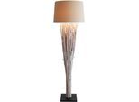SALESFEVER Stehlampe "Easton", schwarz-weiß (schwarz, natur weiß washed, weiß), 1, Ø 55cm H: 175cm, 1 Stk., Leuchten, handgefertigt, mit Leinenschirm, Stehlampe