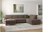 Wohnlandschaft SIT & MORE "Dundee U-Form", grau (taupe), B:338cm H:86cm T:219cm, Sofas, Wohnlandschaft, mit Federkern und Massivholzfüßen, wahlweise mit Kopfteilverstellung