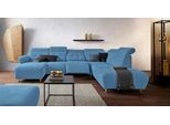 Wohnlandschaft HOME AFFAIRE "Manhattan U-Form", blau (hellblau), B:345cm H:102cm T:247cm, Luxus Microfaser2 (90% Polyester, 10% Polyamid);Flachgewebe (100% Polyester);Luxus-Microfaser1 (100% Polyester), Sofas, Wohnlandschaft, 2 Sitze mit elektrischer Relaxfunktion, verstellbare Armlehnen