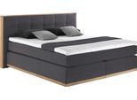 Boxspringbett HOME AFFAIRE "Vinton", grau (anthrazit), B:220cm L:213cm, Komplettbetten, Boxspringbett, aus massiver Eiche, verschiedene Härtegrade (auch H4)