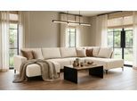 Wohnlandschaft HOME AFFAIRE "Tournon U-Form, XXL Sofa, Breite 333 cm, Webstoff, Chenille", braun (latte), B:333cm H:85cm T:198cm, 100% Polyester, Sofas, Wohnlandschaft, Designsofa im nordischen Stil, Wellenunterfederung, Metallfüße