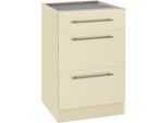 Unterschrank WIHO KÜCHEN "Unna", beige (front und korpus: magnolia), B:50cm H:82cm T:57cm, Schränke, Unterschrank, 50 cm breit, mit 2 großen Auszügen, ohne Arbeitsplatte