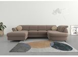 Wohnlandschaft SIT & MORE "Apulia U-Form", grau (taupe), B:304cm H:78cm T:192cm, Webstoff (100% Polyester);Struktur weich (90% Polyester, 10% Polyamid);Luxus-Microfaser Euphoria (100% Polyester), Sofas, Wohnlandschaft, wahlweise Bettfunktion, Bettkasten und Kopf- und Armteilverstellung