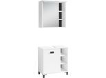 Badmöbel-Set BYLIVING "Wellness", weiß, B:60cm H:62cm T:34cm, Kastenmöbel-Sets, Badmöbel-Set, praktisches 2er-Set mit LED Beleuchtung und viel Stauraum