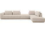 Wohnlandschaft MUSTERRING, silber, B:395cm H:78cm T:202cm, 100% Polyester, Sofas, Wohnlandschaft, Anreihsofa mit Armlehne links, Eckteil rechts mit Kissen & Hocker