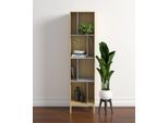 Bücherregal WOODMAN "Abbeywood", grau (eiche, grau), B:45cm H:185cm T:35cm, Regale, Bücherregal, Holzfurnier aus Eiche, FSC-zertifiziert