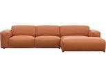Ecksofa FLEXLUX "Lucera bequem und komfortabel durch hochwertigen Sitzaufbau, L-Form", braun (modern cognac braun), B:319cm H:73cm T:171cm, 100% Echteder, Sofas, Ecksofa, modern & anschmiegsam, Kaltschaum, Stahl-Wellenunterfederung