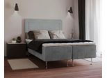 Boxspringbett HOME AFFAIRE "Hacer", grau (light gray), B:141cm L:208cm, 100% Polyester, Komplettbetten, Boxspringbett, Topper, H2 oder H3 und in Breiten 70,80,90,120,140,160,180 wählbar