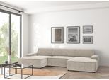 Wohnlandschaft TRENDMANUFAKTUR "Graz, wahlweise mit Sitzvorschub und Bettkasten, U-Form, Breite 329 cm", beige (cream), B:329cm H:73cm T:162cm, 92% Polyester, 8% Polyamid, Sofas, Wohnlandschaft, in Cord-, haustierfreundlichem LEO Struktur- oder LUMOS-3D-Bezug