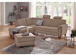 Ecksofa HOME AFFAIRE "Alta L-Form", beige (dunkelbeige), B:250cm H:89cm T:201cm, Struktur ( 100% Polyester);Struktur fein ( 100% Polyester);Luxus-Microfaser ALTARA NUBUCK (100% Polyester), Sofas, Ecksofa, mit Federkern und Kontrastnaht, Füße Buche eichefarben