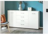 Sideboard VOGL MÖBELFABRIK "Sunny", weiß, B:150cm H:80cm T:35cm, Holzwerkstoff, Sideboards, Sideboard, mit 2 Türen und mittig 4 Schubkästen