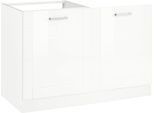 Spülenschrank KOCHSTATION "KS-Tinnum", weiß, B:120cm H:82cm T:60cm, Holzwerkstoff, Schränke, Spülenschrank, 120 cm breit, MDF-Fronten, Metallgriffe, inklusive Einbauspüle