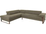 Ecksofa W.SCHILLIG "finn, Designsofa mit tollem Sitzkomfort, bequem, L-Form", schwarz (pepper s22), B:281cm H:71cm T:230cm, Flachgewebe S22 (100% Polyester);Stoff S37 (100% Polyester);Longlife Xtra-Leder Z59: Glattleder mit modischer Prägung. Hautstärke 0, 9 - 1, 1 mm, Sofas, Ecksofa, German Design Award 2016, Fußgestell Nussbaum natur, Breite 281 cm