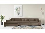 Ottomane HOME AFFAIRE "Skara L-Form", grau (taupe), B:310cm H:86cm T:100cm, 100% Polyester, Sofas, Ottomane, Lounge-Sofa mit Federkernpolsterung, in vielen Bezugsvarianten