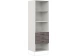 Seitenschrank IMPULS KÜCHEN "Prag", Breite/Höhe: 60/190,7 cm, mit Soft-Close", grau (beton, optik schiefer dunkelgrau), B:60cm H:190,7cm T:57,6cm, Dekorfolie, Holzwerkstoff, Schränke, Seitenschrank, vormontiert, mit Schubkästen, mit verstellbaren Fachböden