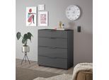 Kommode HBZ "Santorin Mehrzweckschrank mit Schubkästen, BxHxT 90x99x40 cm", grau (anthrazit), B:90cm H:99cm T:40cm, Holzwerkstoff, Sideboards, Kommode, Mit 4 Schubkästen mit Softclose, Glasfront und Glasoberboden