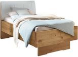 Holzbett WIEMANN "Cardiff, Bettgestell, Bettrahmen, teilmassiv, mit Polsterkopfteil", braun (bianco, eiche teilmassiv), B:90cm L:200cm, Betten, Holzbett, Fußteil aus Massivholz, verschiedene Größen