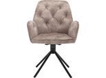 Esszimmerstuhl BYLIVING "Sarina", beige (beige, schwarz), B:64cm H:89cm T:63cm, Metall, Stühle, Esszimmerstuhl, 2er-Set, hochwertiger Vintage-Samt Bezug mit Steppung, 360Grad drehbar