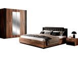 Schlafzimmer-Set HOME AFFAIRE "Sigma, Set 4 -St(Kleiderschrank, 2xNako, Bett 180), Made in Europe", braun (eiche flagstaff, schwarz), B:186,3cm H:89,5cm T:205cm, Schlafzimmermöbel-Sets, Schlafzimmer-Set, Komplettschlafzimmer, viel Stauraum, trendige Farben