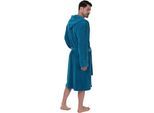 Herrenbademantel WEWO FASHION "1106" Gr. XL, blau (petrol), L:120cm, Velours, Hausmäntel, Herrenbademantel, kuschelig leicht
