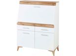 Sekretär INNOSTYLE "SECRET", weiß (weiß, abgesetzt eiche altholz), B:98cm H:124cm T:42cm, Sekretäre, Sekretär, Stauraumschrank, mit Monitor-/Laptopfach, Soft-Close, Breite 98 cm