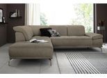 Ecksofa HOME AFFAIRE "Caluna", grau (taupe), B:262cm H:97cm T:233cm, Luxus-Microfaser Vintageoptik (100% Polyester);Flachgewebe Mura: (100% Polyester);Luxus-Mikrofaser (90% Polyester, 10% Polyamid), Sofas, Ecksofa, Inkl.Sitztiefenverstellung, wahlweise mit Kopf- und Armteilverstellung