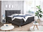 Boxspringbett MAINTAL, grau (anthrazit), Liegefläche B/L: 160cm x 200cm, H4, Bonnell-Federkernmatratze, Bezug der Spiegelfläche Matratzendrell aus 100% Polyester;Strukturstoff-Bezug (100% Polyester);Kaltschaum-Topper: Bezug aus 100% Polyester. Abnehmbar und waschbar bis 60Grad, Komplettbetten, Boxspringbett